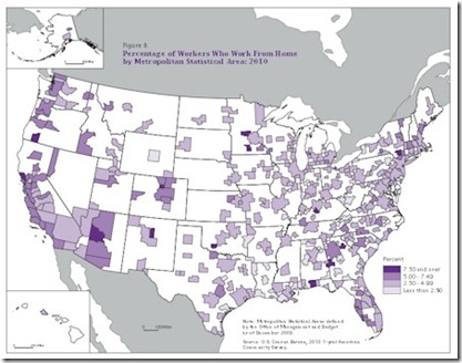 USA map of home working concentrations